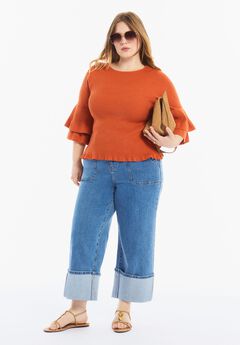 Ruffled Long-Sleeve Sweater