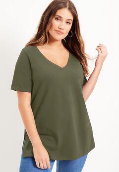Plus Size Green T Shirt For Women