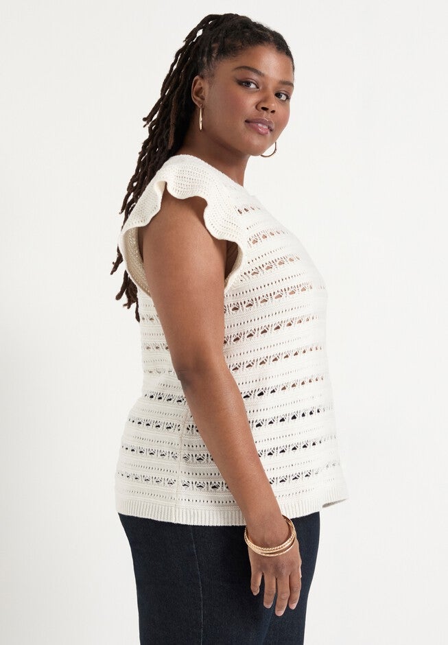 Ruffled-Sleeve Top, SUGAR SWIZZLE, alternate image number null