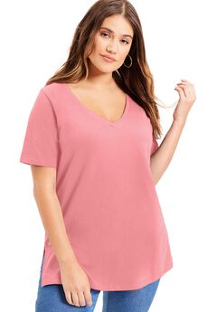 Womens Short Sleeve V Neck Tops
