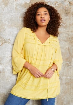 Acid Wash Peasant Blouse