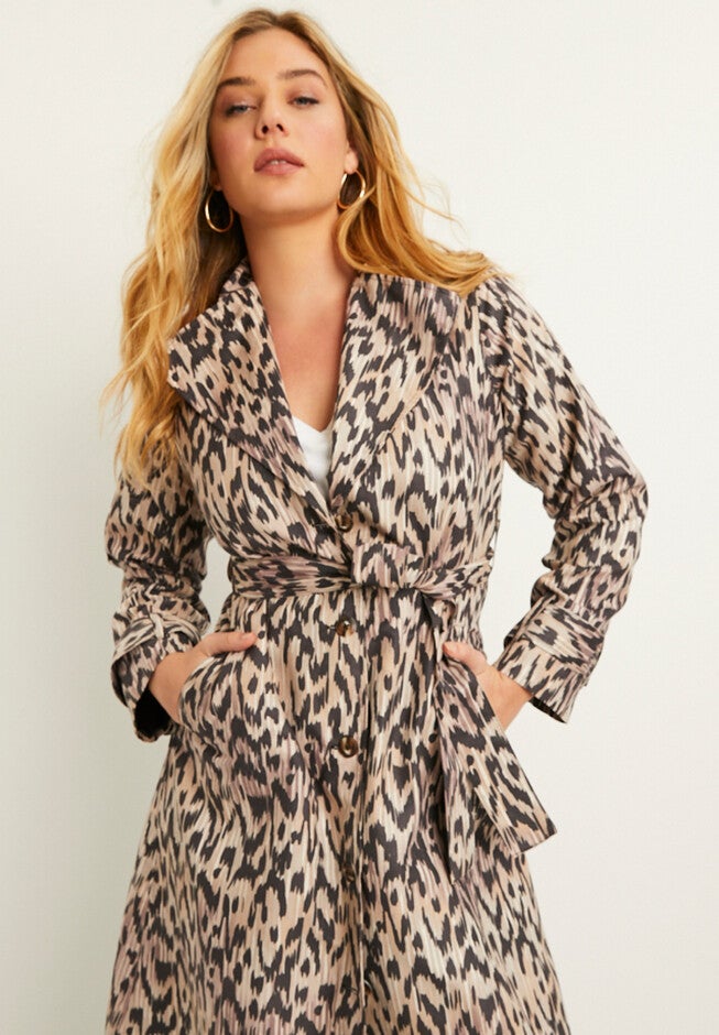 Faux-Suede Trench Coat, , alternate image number null
