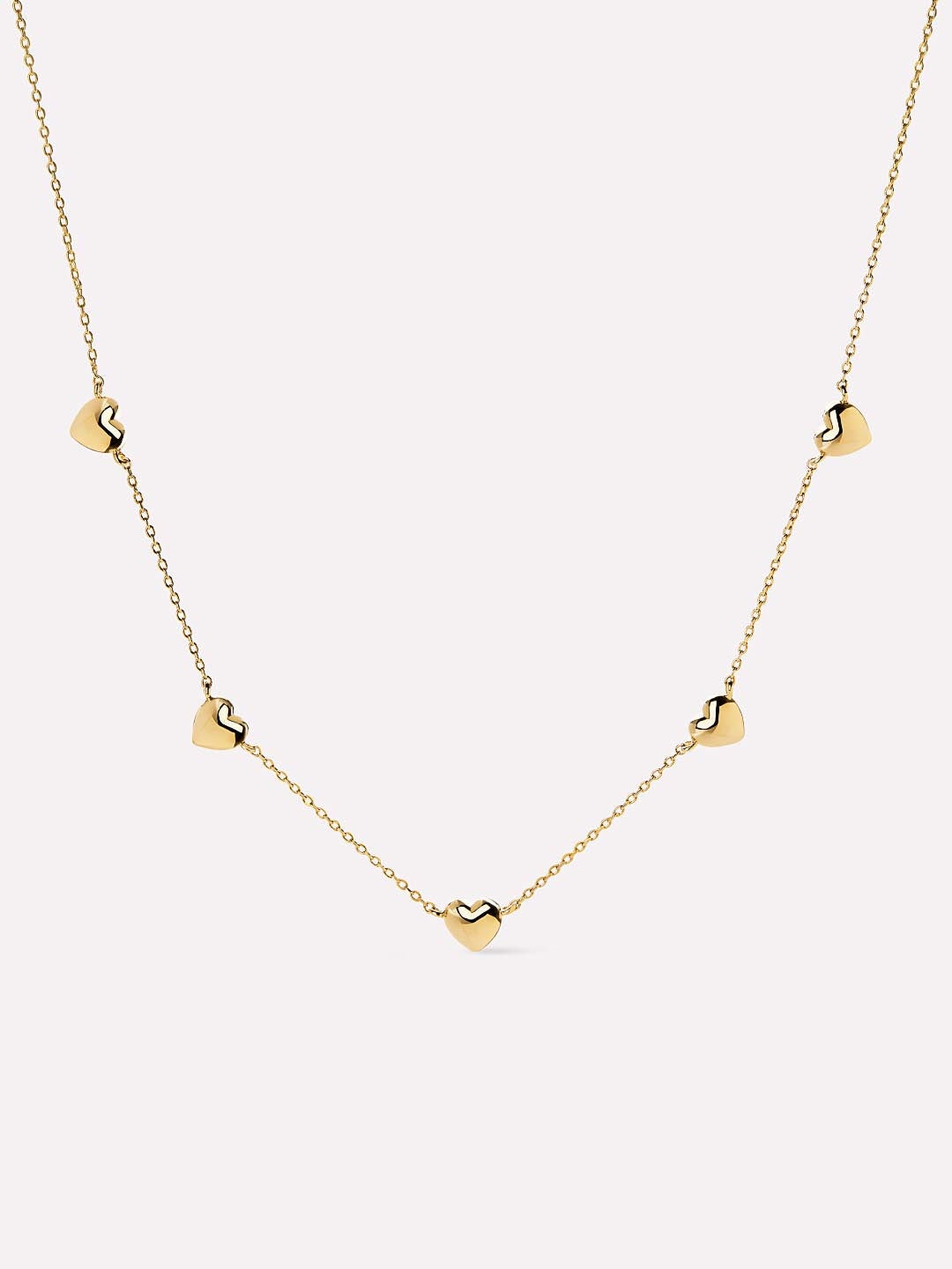 Heart Necklace - Lev Mini Station Necklace, GOLD, hi-res image number 0