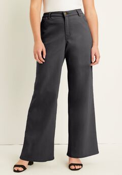Plus Size Grey Wide Leg Pants