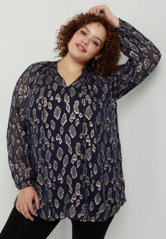 Metallic Print Blouse