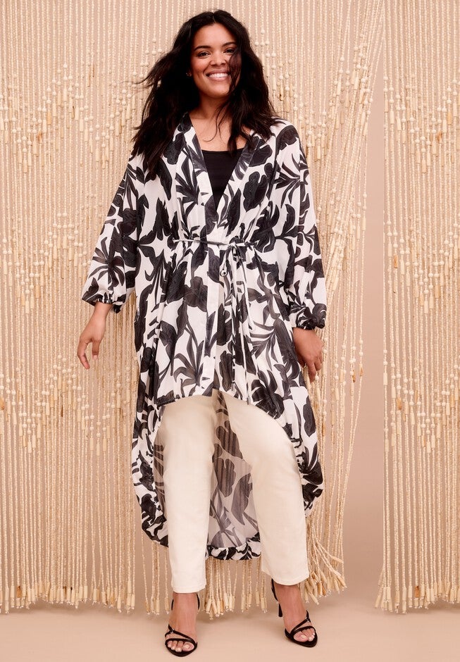 Chiffon Kimono, STITCHED FLORAL, hi-res image number null