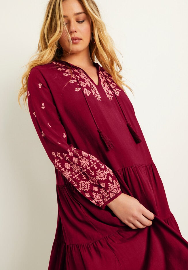 Coraline Embroidered Peasant Dress, , alternate image number null