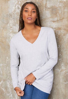 Plus Size Long Sleeve Cotton Tops