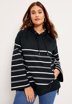 Plus Size Black Bell Sleeve Top