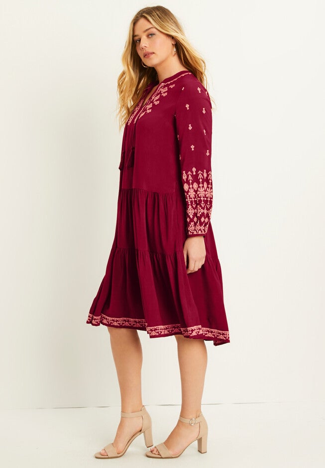 Coraline Embroidered Peasant Dress, , alternate image number null