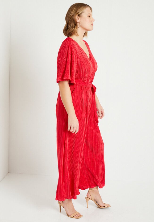Wide-Leg Plisse Jumpsuit, , alternate image number null
