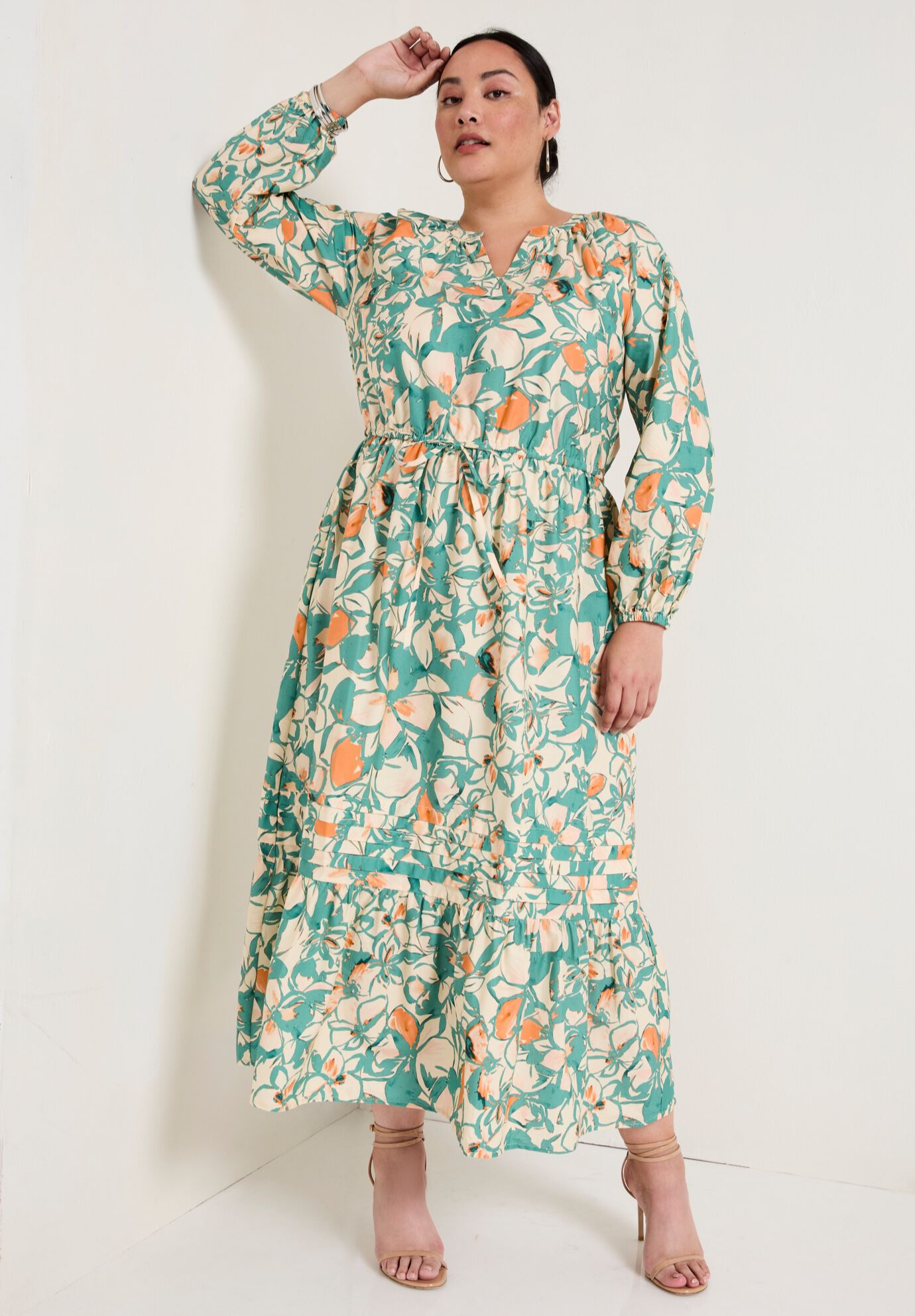 Raglan Puff Sleeve Maxi Dress
