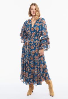 Chiffon Tie-Waist Midi Dress
