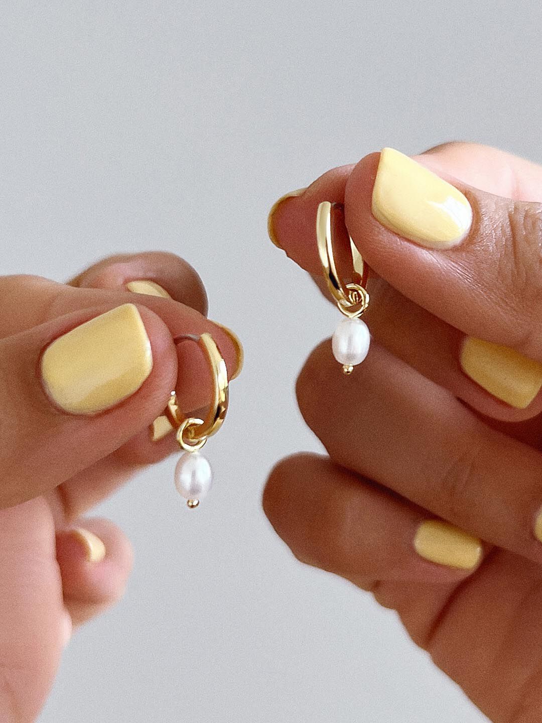 Frida Pearl Huggie Hoops, GOLD, alternate image number 2