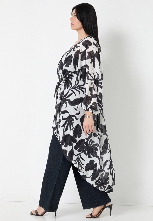 Chiffon Kimono, STITCHED FLORAL, alternate image number null