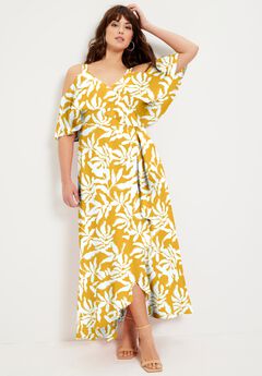 Plus Size Yellow Flowy Maxi Dress