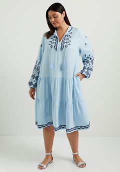 Coraline Embroidered Peasant Dress