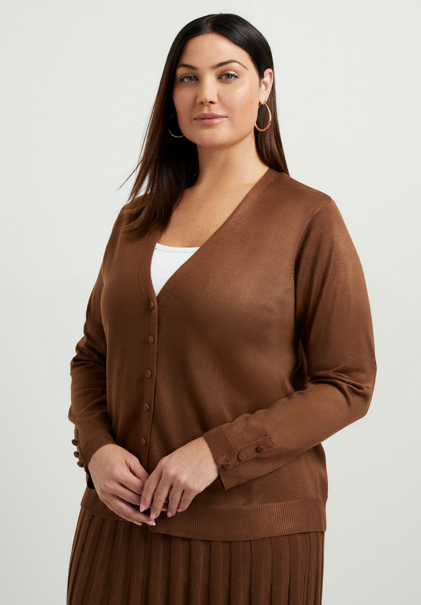 Button-Sleeve Cardigan, , alternate image number 2