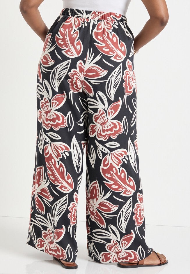 Wide-Leg Pull-On Pants, BATIK FLORAL, on-hover image number null