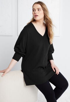 Plus Size Black V Neck Sweater