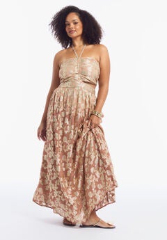 Metallic Jacquard Maxi Dress