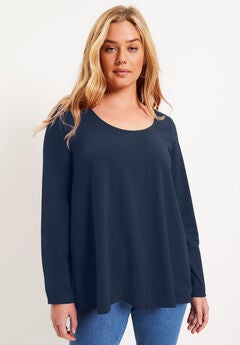 Plus Size Navy Blue Top For Women