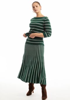 Striped Knit Midi Skirt