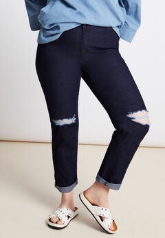 June Fit Distressed Straight-Leg Jeans
