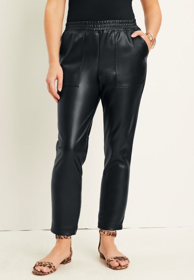 Faux Leather Pants, BLACK, hi-res image number null