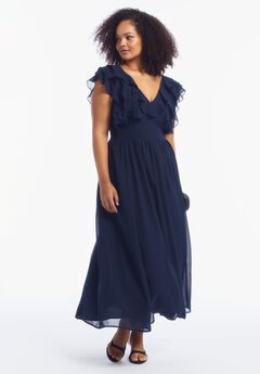 Ruffled Chiffon Maxi Dress