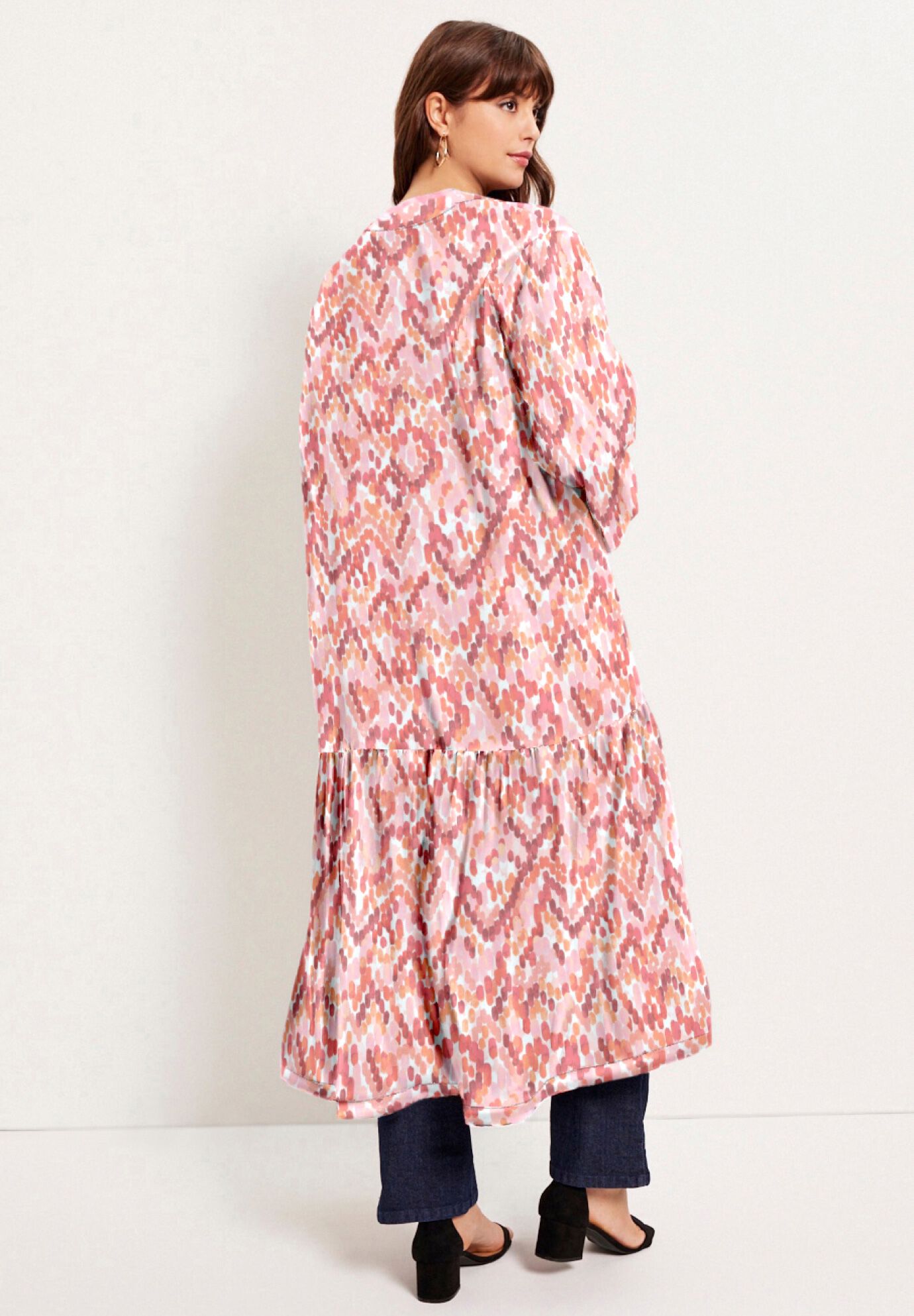 Reversible Printed Duster, GEO TEXTURE, on-hover image number 1