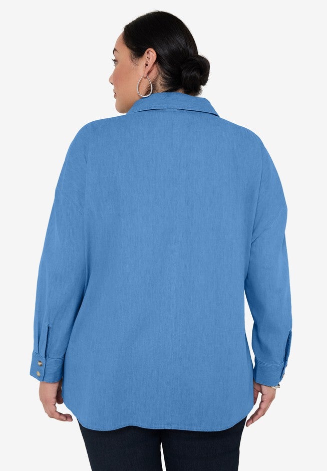Chambray Blouse, VINTAGE MEDIUM WASH, on-hover image number null