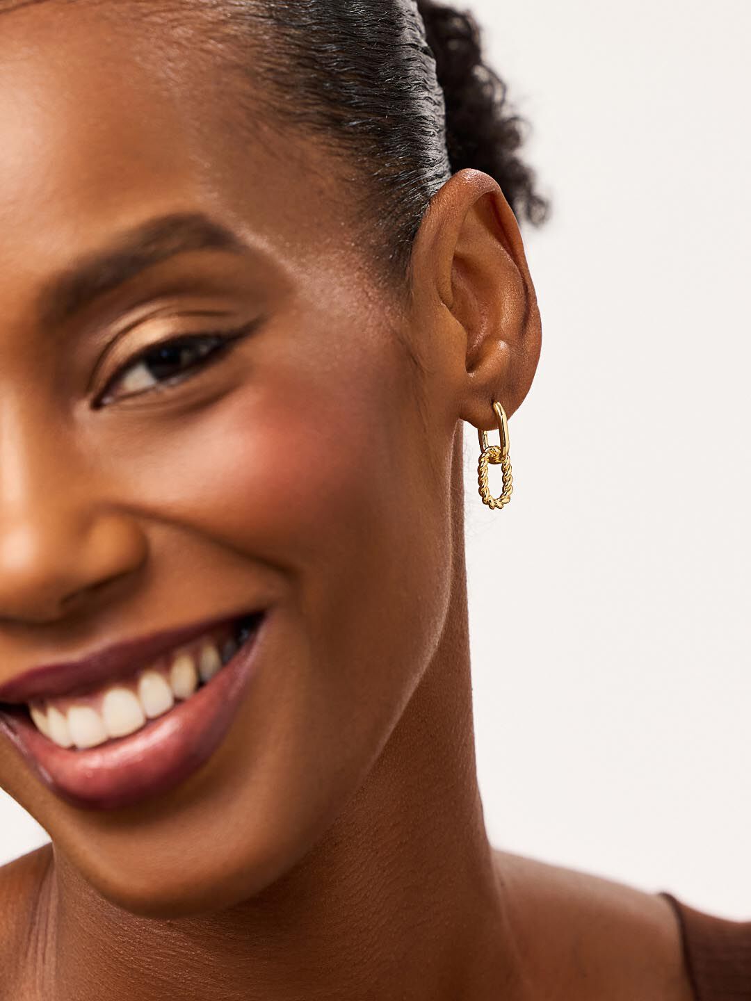 Gold Drop Earrings - Ash Double Mini, GOLD, alternate image number 3