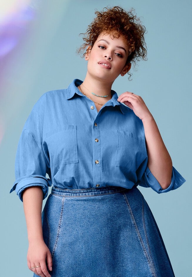 Chambray Blouse, VINTAGE MEDIUM WASH, alternate image number null