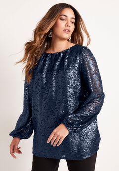 Sequin Boatneck Top