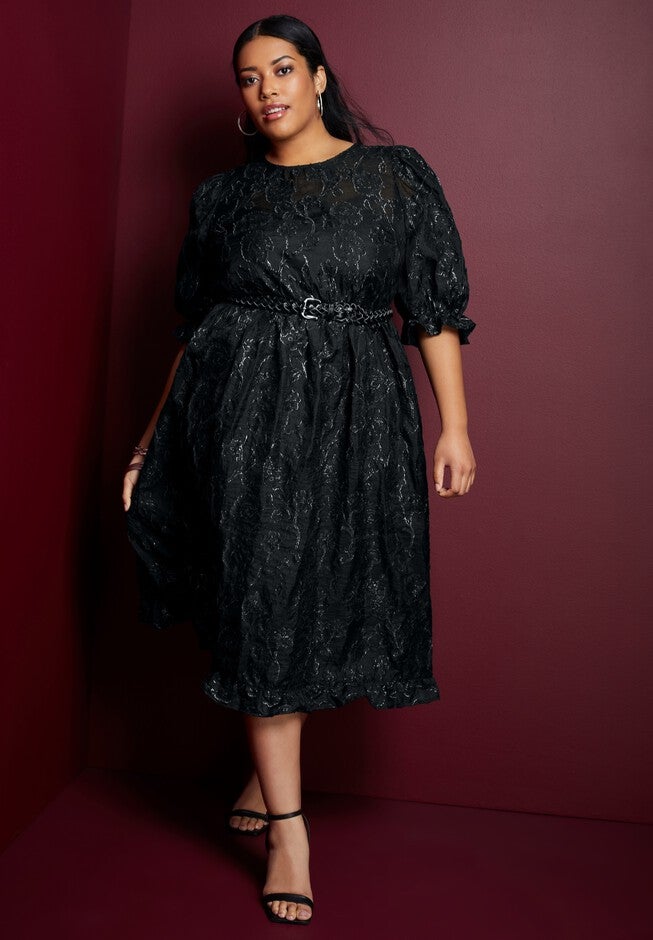 Metallic Jacquard Dress, , alternate image number null