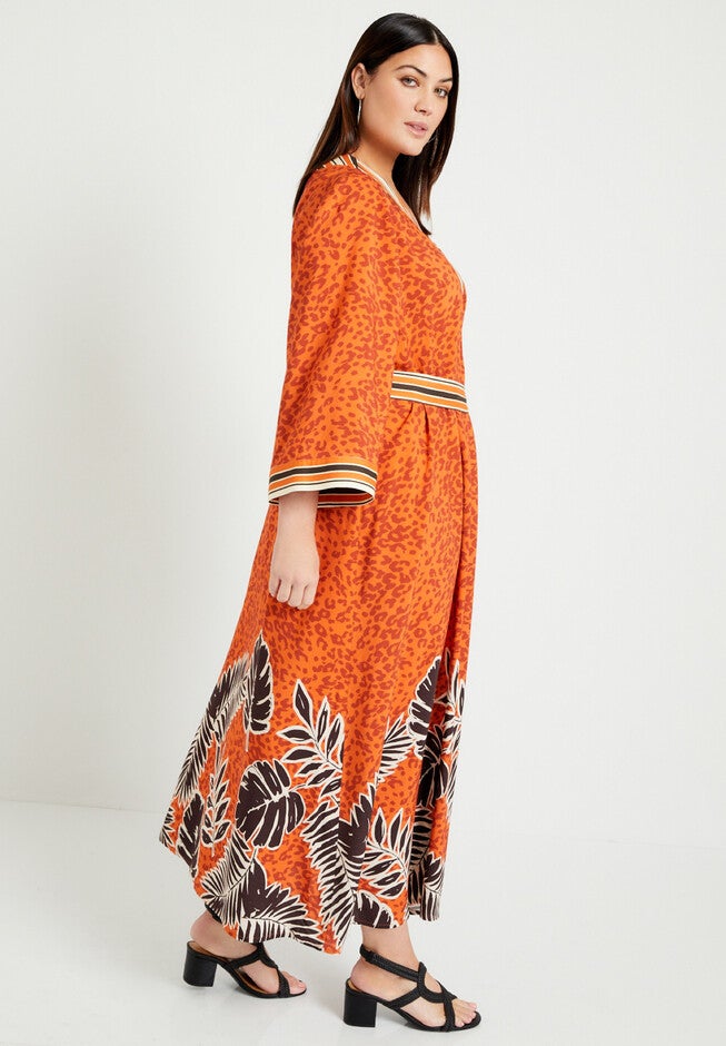 Faux-Wrap Kimono Dress, , alternate image number null
