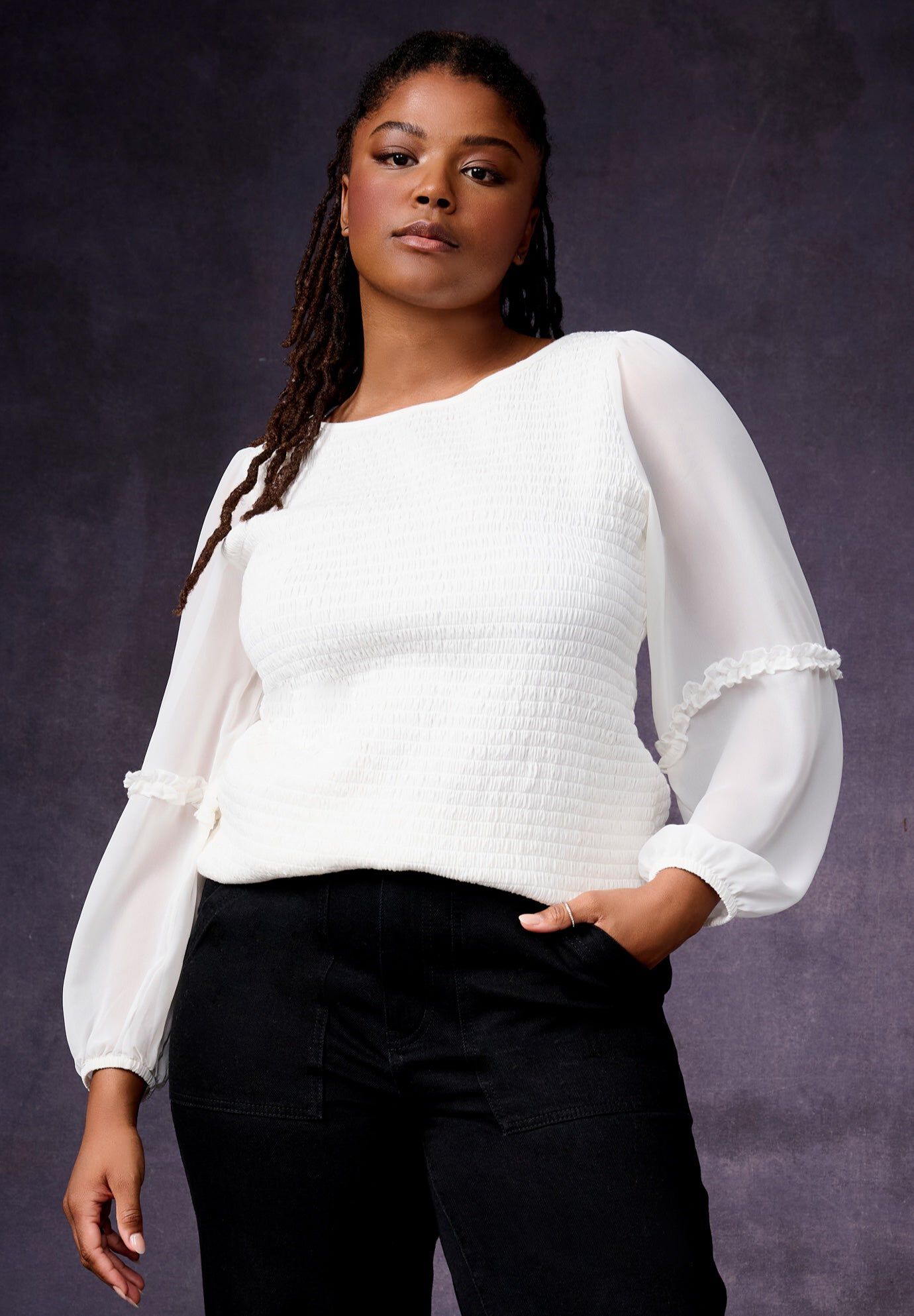 Plus Size Balloon Sleeves Top | Dia & Co