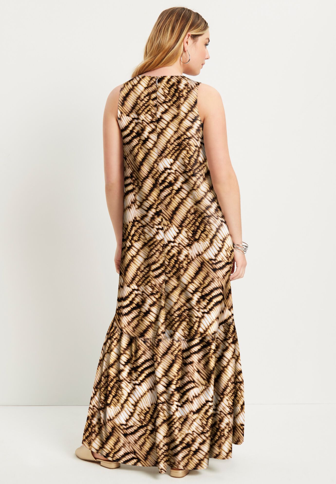 Cutout Neckline Maxi Dress, NATURE TEXTURE, on-hover image number 1