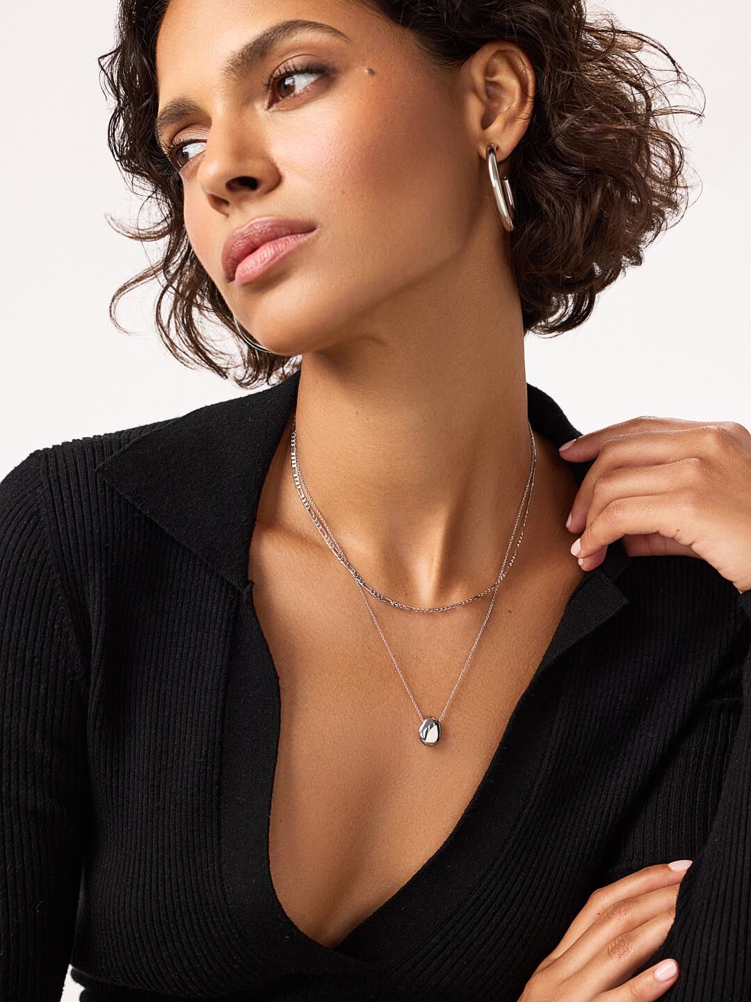 Pebble Mini Pendant Necklace, SILVER, alternate image number 5