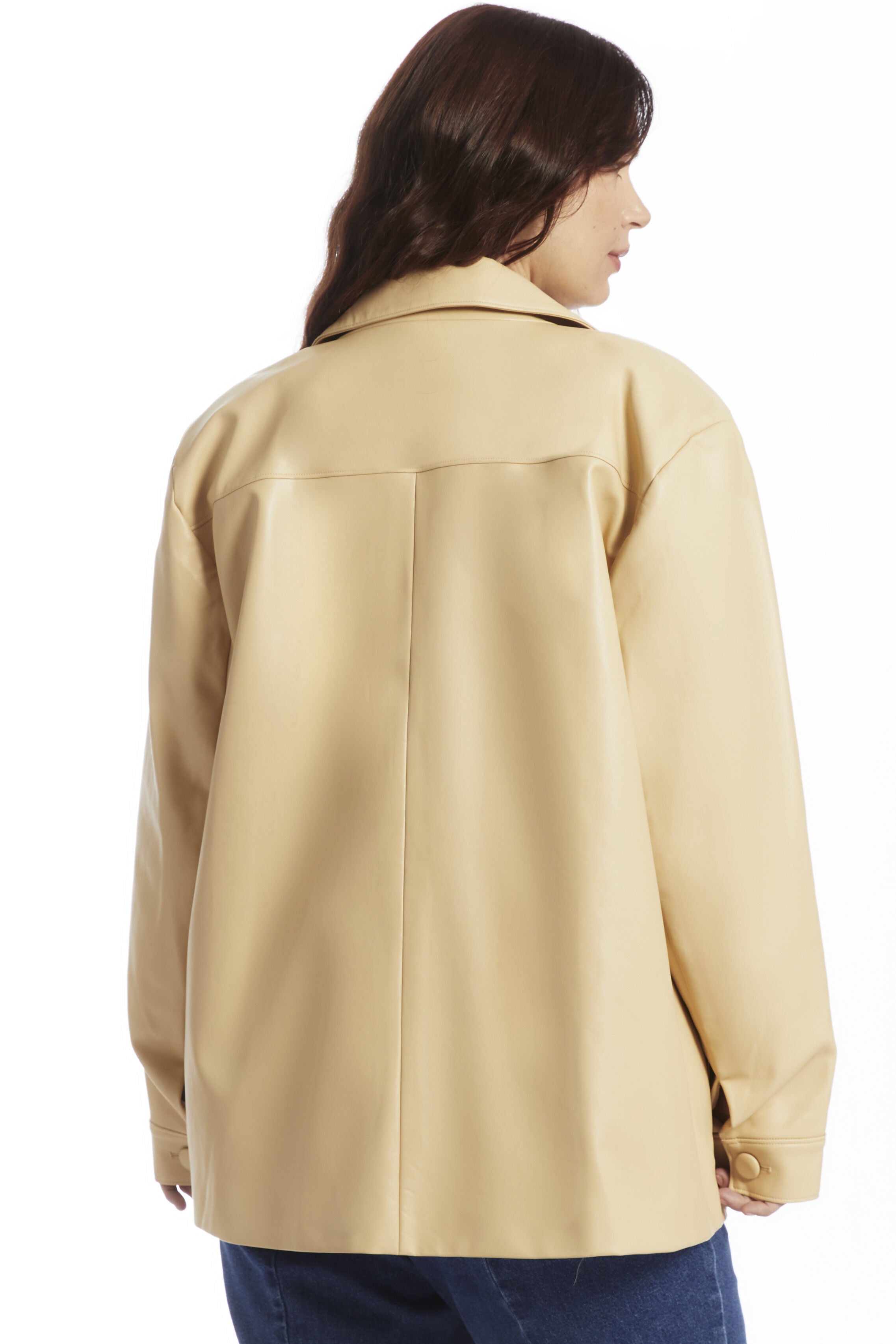 Relaxed Faux Leather Blazer, PEBBLE, alternate image number 2