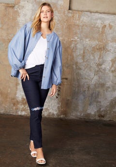 Puff Sleeve Chambray Jacket
