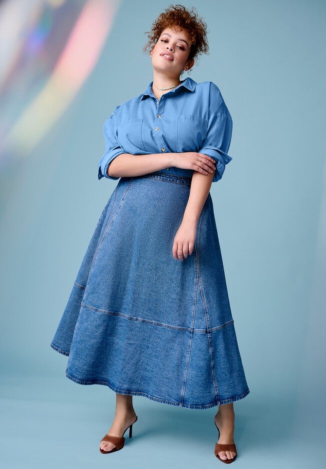 Chambray Blouse, VINTAGE MEDIUM WASH, hi-res image number null