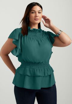 Mockneck Ruffle Blouse