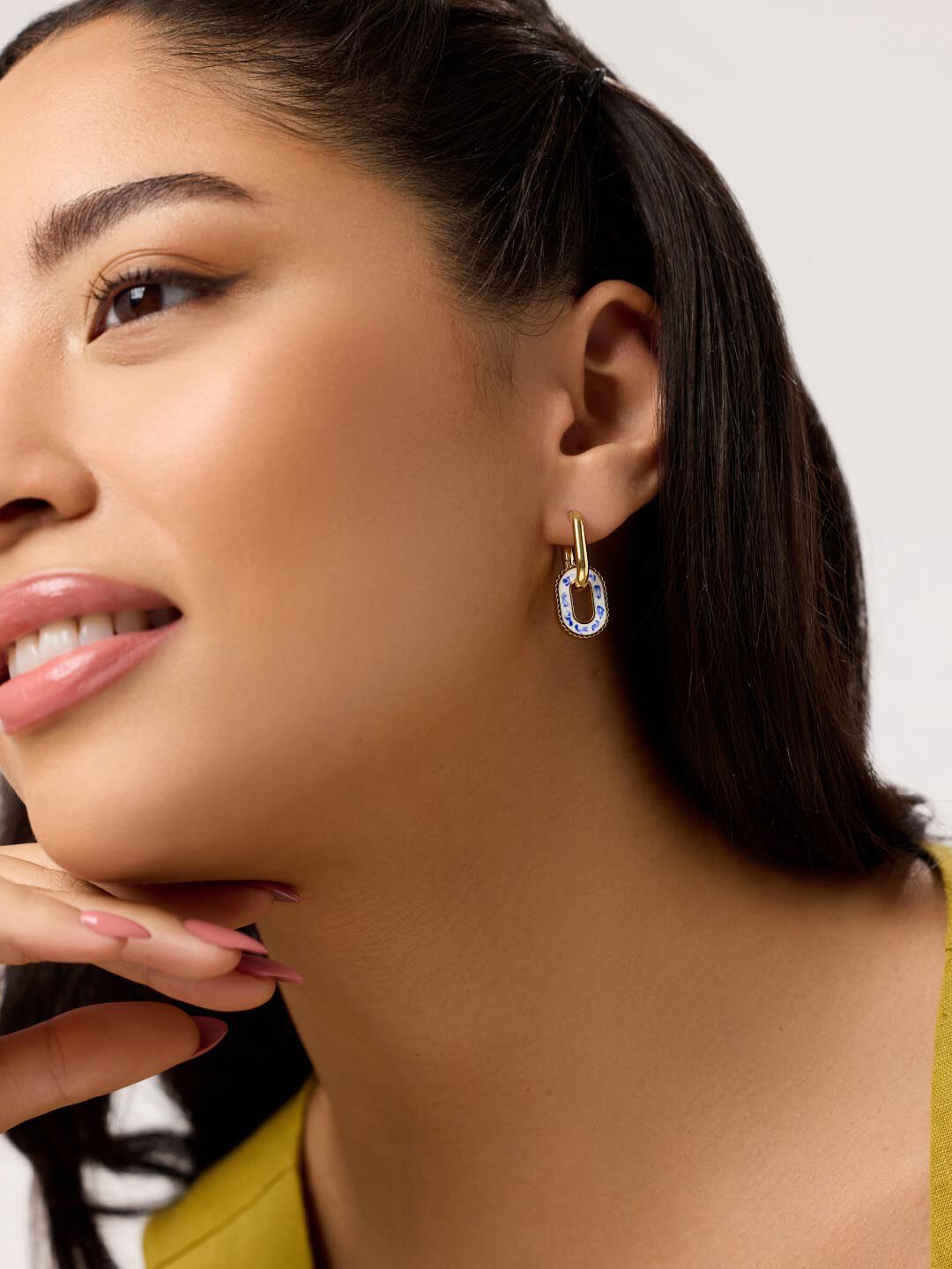 Double Hoop Earrings - Ash Double, MARBLE BLUE, alternate image number 4