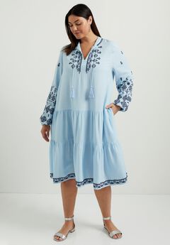 Coraline Embroidered Peasant Dress