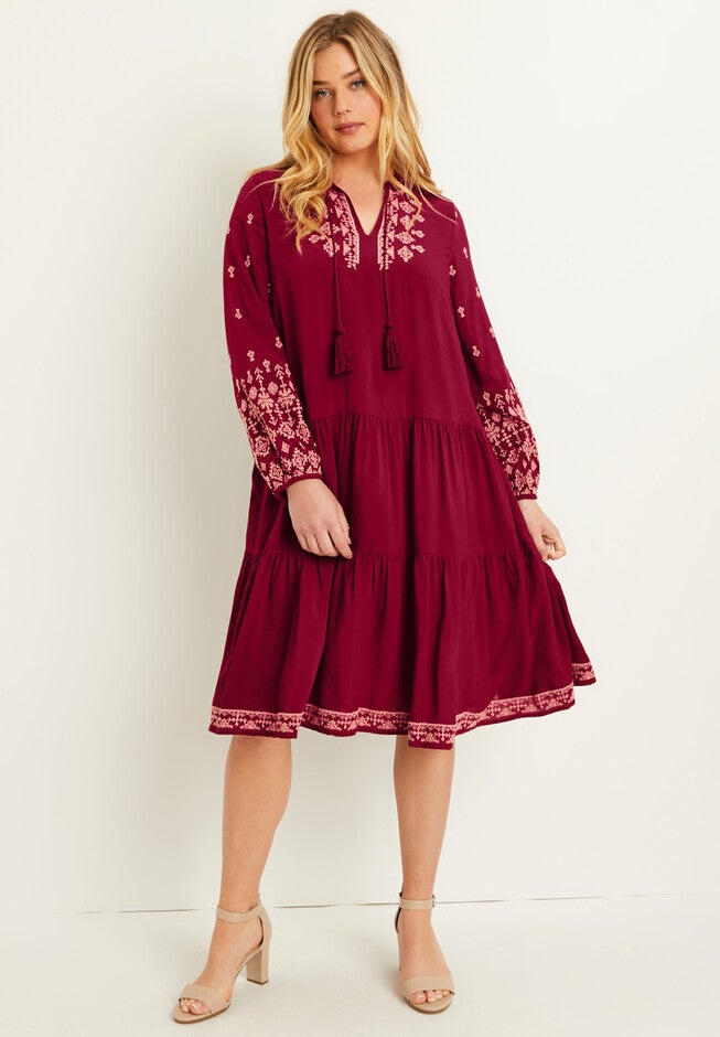 Coraline Embroidered Peasant Dress, , alternate image number null