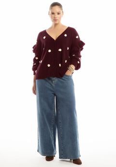 Ruffle-Sleeve Cardigan