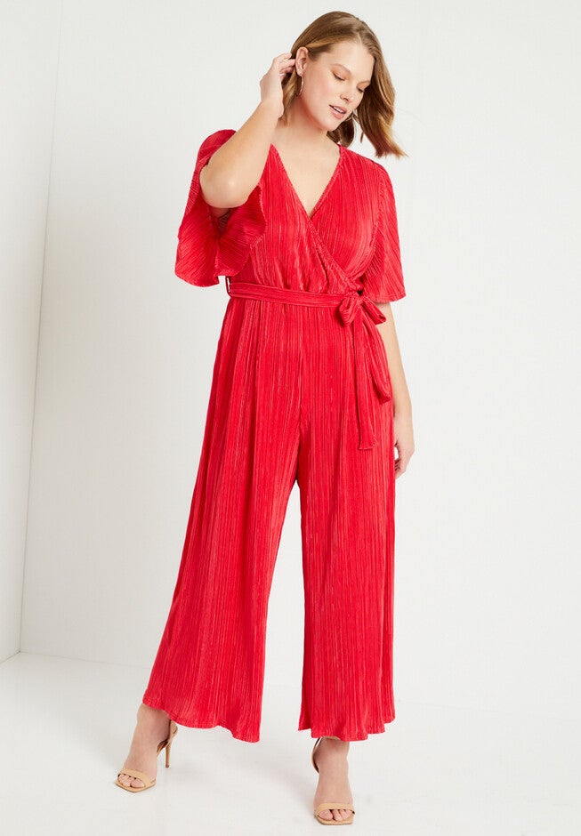 Wide-Leg Plisse Jumpsuit, VIVID PINK, hi-res image number null