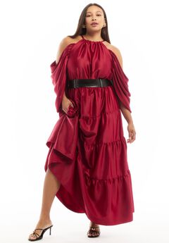 Off-The-Shoulder Halter Maxi Dress